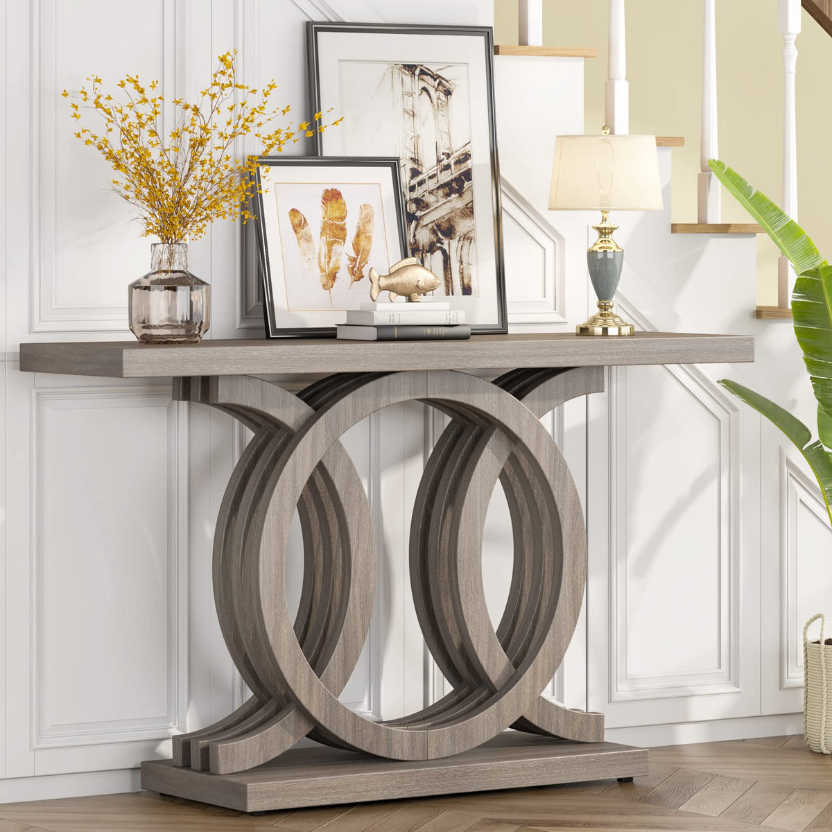 Tribesigns 55 inches Console Table with Geometric Base, Farmhouse Hall ...