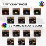 HYZQ Sectional Couches for Living Room, 4 Seat Linen Sectional Sofa with Reversible Chaise Lounge/Storage Ottoman, U Shaped Couch with Smart Module-Wireless Charging/USB/Type-C/RGB Light (Black) HYZQ