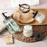 Amolliar Mason Jar Bathroom Accessories Set 4 Pcs -Lotion Soap Dispenser & 2 Qtip Holders & Toothbrush Holder - Rustic Farmhouse Decor, Bathroom Home Decor, Perfect Decorating Idea (Oil Rubbed Bronze) Amolliar