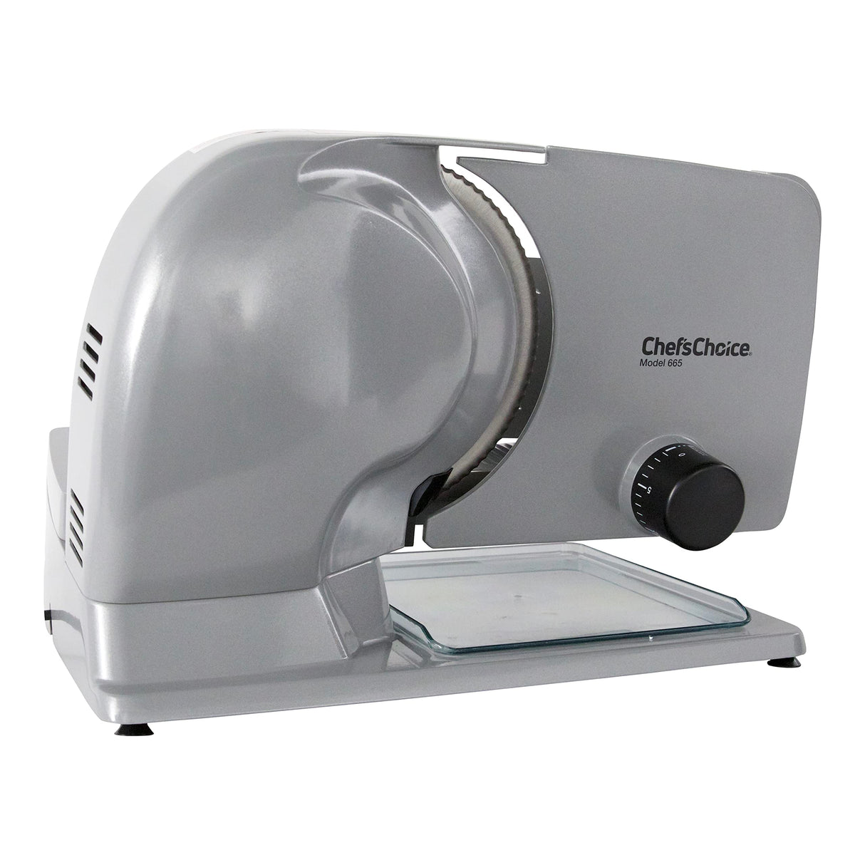 Chef's Choice 665 Professional Electric Food and Meat Slicer with Stainless Steel Serrated Blade Features Slice Thickness Control NSF Certified, 8.5-Inch, Gray Chef'sChoice