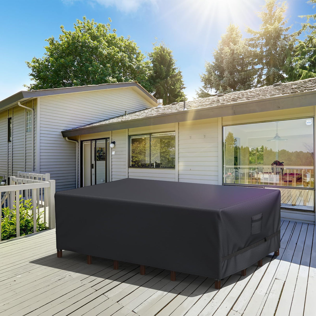 BROSYDA Upgraded Patio Furniture Set Cover, Improved Heavy Duty Waterproof Outdoor Furniture Covers Outdoor Couch Cover Table and Chair Cover with Adjustable Straps, 108"L ×82" D×28" H, Back BROSYDA