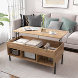 Giantex Lift Top Coffee Table - Rectangular Wooden Table w/Hidden Compartment & Open Storage Shelves, Multifunctional Modern Flip Top Center Table for Living Room, Reception Room, Office (Natural) Giantex