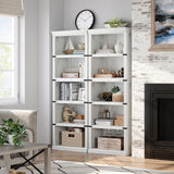 GAOMON 5 Tier Bookcase, Farmhouse Book Shelf with Storage, 67.4 Inch Tall Open Display Bookshelves, Wooden 5 Shelf Bookcase for Living Room, Bedroom-White GAOMON