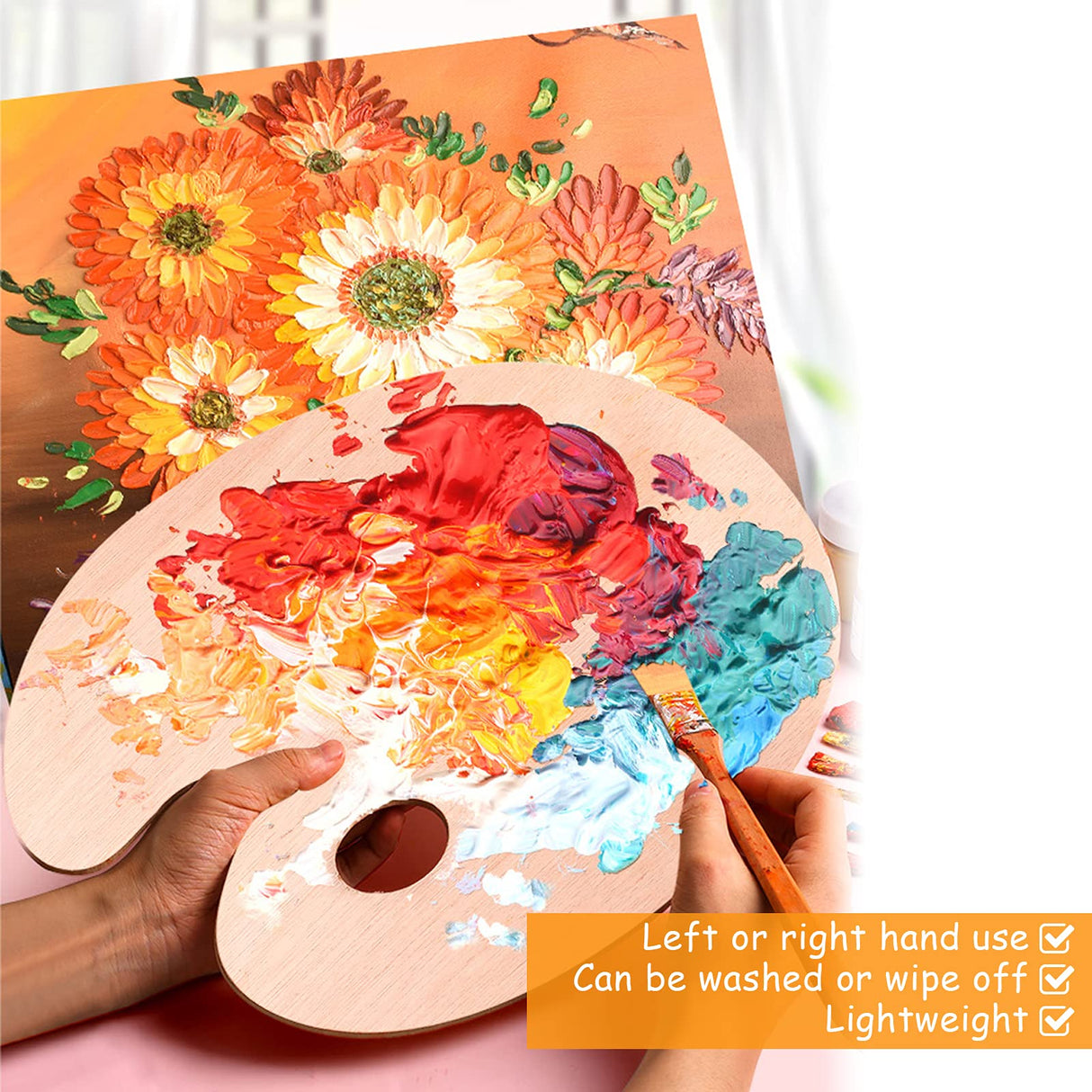 ZOEYES 20 Pack Oval-Shaped Oil Painting Palette with Thumb Hole, Wooden Art Palette for Painting (8 x 12 Inches) ZOEYES