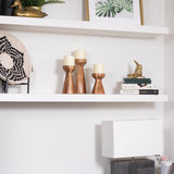 BIRDROCK HOME 3pc Flare Candleholders - Farmhouse Wooden Pillar Stand Set - Large Decorative Wood Candlestick - Table Centerpiece & Mantle Decor - Tall Tiered Candle Holders for Decorations - Natural BIRDROCK HOME