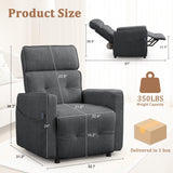 Korser Power Recliner Chair, Electric Recliner Chairs for Adults, Comfy Recliners for Living Room, Cashmere Reclining Chair with One-Touch Adjustment & Side Pockets for Reading, Bedroom, Lounge, Grey Korser