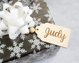 Wood Personalized stocking & gift tag - Wooden tag - Farmhouse gift tag - Rustic tag Sew Lucky Embroidery