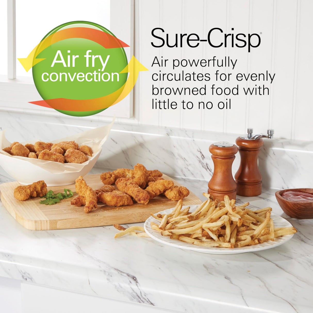 Hamilton Beach Toaster Oven Air Fryer Combo with Large Capacity, Fits 6 Slices or 12” Pizza, 4 Cooking Functions for Convection, Bake, Broil, Roll-Top Door, Easy Reach Sure-Crisp, Stainless Steel Hamilton Beach