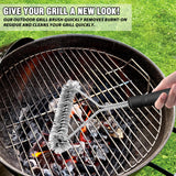 12 in Long Handle Barbecue Brush, BBQ Brush, Stainless Steel Brush Head, Barbecue Cleaning Brush with Lanyard, Suitable for All Kinds of Metal, Porcelain, Infrared Barbecue Grill WAKCHOU