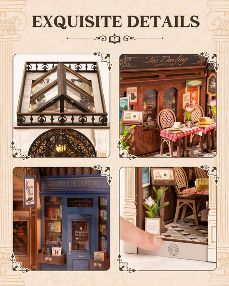 ROBOTIME DIY Book Nook Kits Dollhouse Room Bookstore Miniature House with LED Light 3D Wooden Puzzles for Adults Booknook Bookshelf Insert Decor Diorama Kit Unique Gifts（Arcade Dating） ROBOTIME