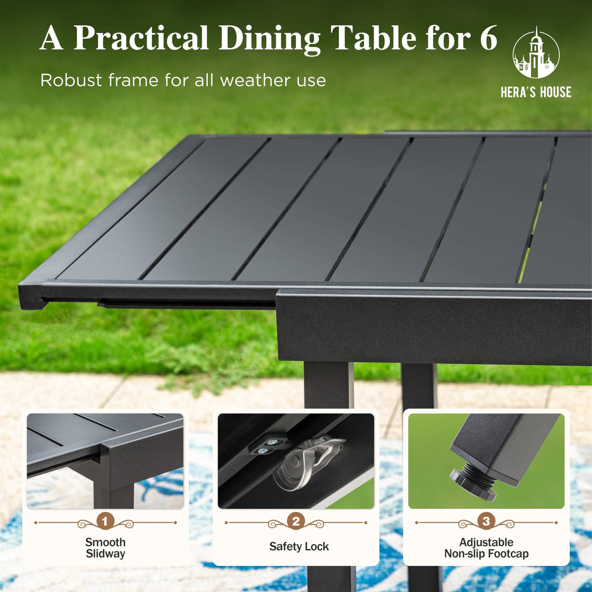 HERA'S HOUSE Outdoor Patio Dining Set of 9, 9 Piece Outdoor Table and Chairs Set of 1 Extendable Large Patio Table and 8 Quick Dry Textilene Swivel High Back Rocking Chairs for Lawn, Park, and Garden HERA'S HOUSE