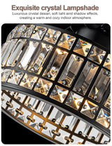 Curve Curio 52 Inch Black Chandelier Fan Crystal Farmhouse Ceiling Fan with Light Quiet and Reversible DC Motor for Living Room Bedroom Patio Curve Curio