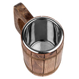 GoCraft Wooden Beer Mug with 18oz Stainless Steel Cup | Handmade Burnt Wood Drinking Stein Tankard Mugs for Men | Great Gift Idea Bar accessories GoCraft