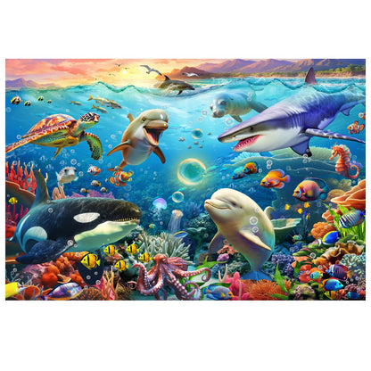 Biorgur Underwater World Jigsaw Puzzles for Kids Ages 4-8 4-6 5-8 8-10 Year Old,100 Piece Ocean Shark Whale Jigsaw Puzzle for Children Learning Educational Puzzles Toys for Boys and Girls Family Time