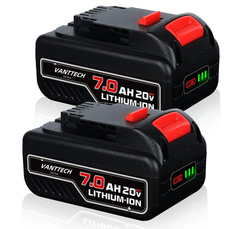 VANON 7.0Ah 20 Volt Replacement for Dewalt 20V Max Battery Lithium Ion Compatible with Dewalt Bateria DCB200 DCB204 DCB206 DCB201 DCB203 DCB181 DCB180 20V VANTTECH Battery 2 Pack. VANON