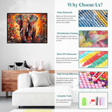 Lophomie Diamond Art Kits for Adults, 5D DIY Elephant Diamond Painting Kits for Adults Beginners, Diamond Dots Kits Gem Arts Crafts for Home Wall Decor 16x12 Inch Lophomie