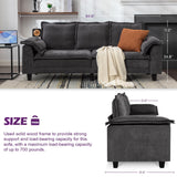 TYBOATLE 85" W Living Room Couch, Comfy Mid-Century Modern Grey Couch w/2 USB Charger & Wide Arms, 3 Seater Sofa w/2 Side Pockets for Bedroom, Apartment, Office TYBOATLE