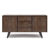 SIMPLIHOME Lowry SOLID ACACIA WOOD and Metal 60 Inch Wide Rectangle Modern Industrial Sideboard Buffet in Rustic Natural Aged Brown, For the Dining Room and Kitchen SIMPLIHOME