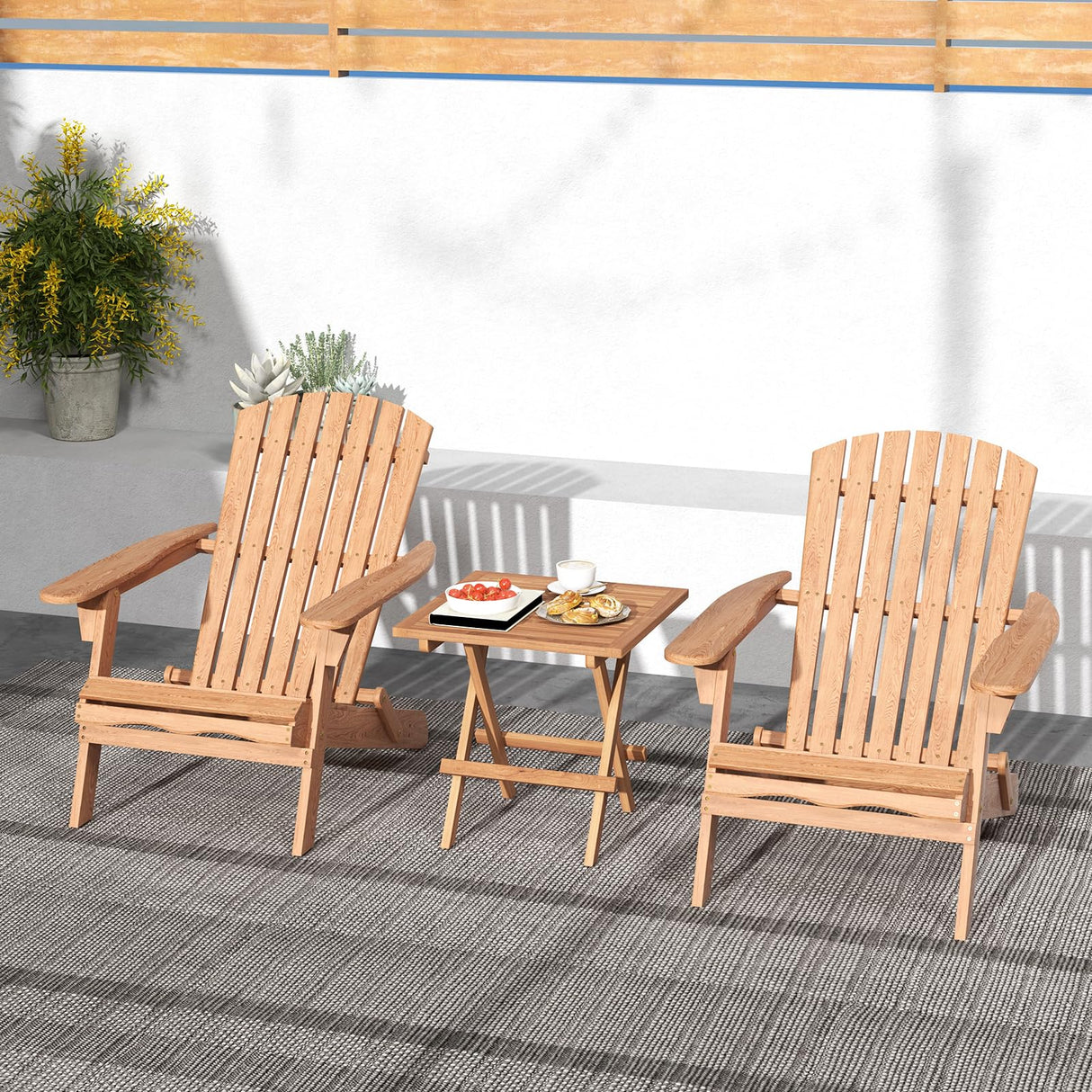 Tangkula Patio Folding Side Table, Teak Wood Square End Table with Slatted Tabletop, Sturdy X-Shaped Wood Frame, Portable & Lightweight Compact Table for Camping, Picnic, Backyard (1) Tangkula