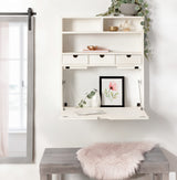 Kate and Laurel Georgie Rustic Wood Floating Transitional Computer Desk for Home Office with Folding Design, 26x6x30, White Kate and Laurel