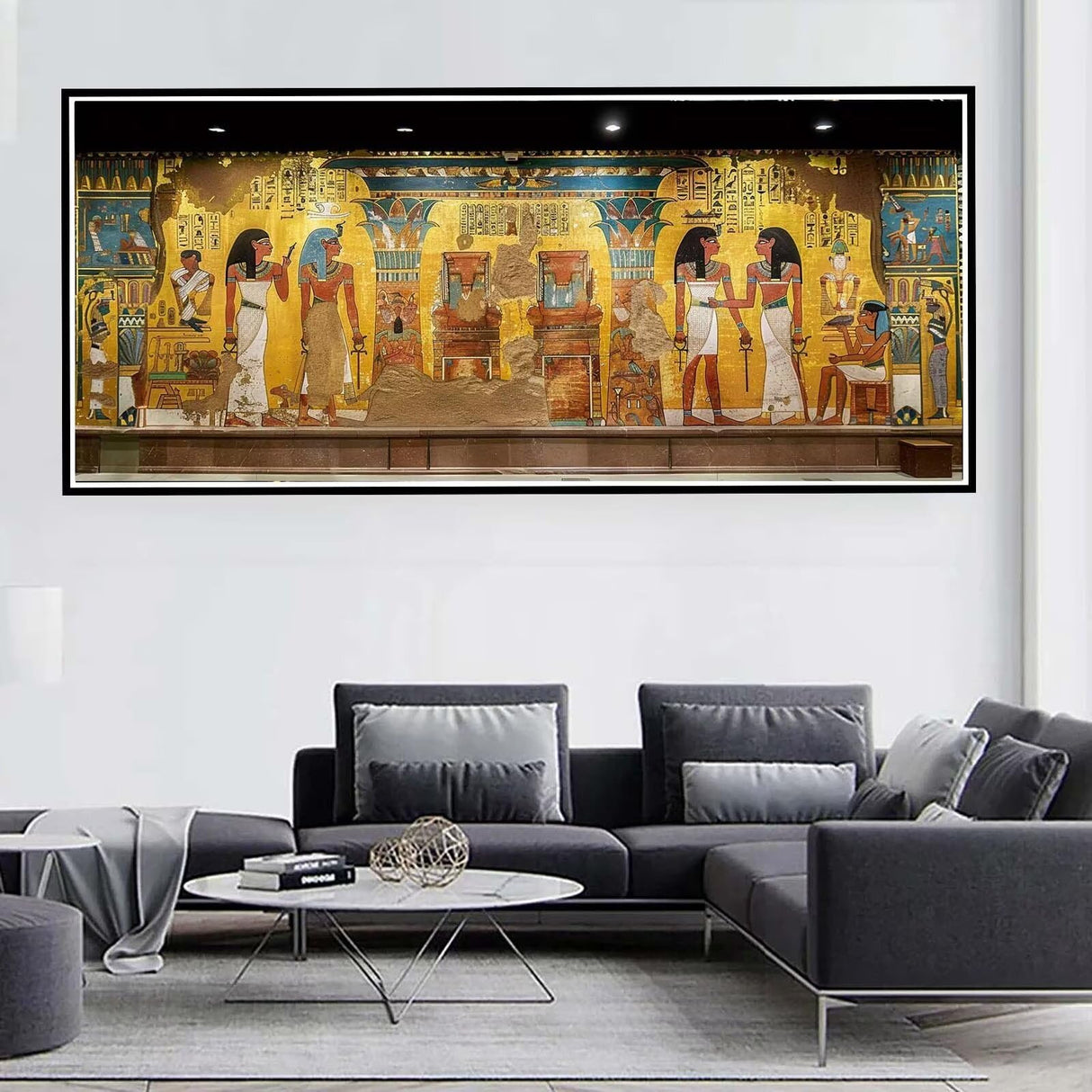 Egypt 5D Diamond Painting Kits for Adults 20x48in, Egyptian Murals Diamond Art Kits for Adults, DIY Full Drill Round Diamond Art Paintings Mosaic Kits for Adult Crafts for Wall Room Decor Gifts Z-293 Wohoaqig