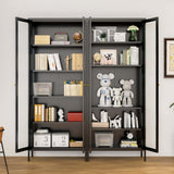 Desirable Life Display Cabinet with Glass Doors, Metal Storage Cabinet with 4 Adjustable Shelves, 5 Tier Curio Cabinet with LED Lights, 67” Tall Display Case for Collectibles, Black Desirable Life