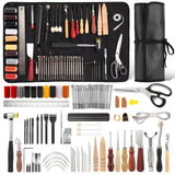 Nicpro 85PCS Leather Tooling Kit Leather Working Tools Kit with Custom Storage Bag, Adults Leather Making Craft Tools Beginner Kit for Stamping Sewing Carving Cutting Punching Leather Working Nicpro