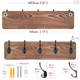 Rustic Coat Rack Wall Mount – 17 Inch Solid Pine Wood Wall Mounted Coat Rack with 5 Hooks – Distressed Finish, 16 Inch Hole Distance – Heavy Duty Wall Hook Rack for Entryway, Hallway, Bathroom SAYONEYES