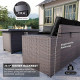 Kullavik 13 Pieces Outdoor Patio Furniture Set with 43" 55000BTU Gas Propane Fire Pit Table PE Wicker Rattan Sectional Sofa Patio Conversation Sets,Black Kullavik