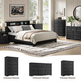 Black Dresser for Bedroom, Farmhouse 36" Tall 4 Drawer Chest with Sleek Brushed Metal Handles, Modern Wood Storage Cabinet with Unique Base Design, Closet Organizer for Bedroom, Living Room, Hallway YANSNWO