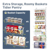 Over The Door Pantry Organizer, 8-Tier Over The Door Organizer with Adjustable Baskets, Metal Hanging Spice Rack for Pantry Organizers and Storage, Suitable for Kitchen Laundry Room & Bathroom, White MSERCUOR