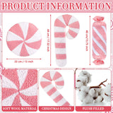 Anglechic 3 Pcs Christmas Pillows Decorative Throw Pillows Candy Merry Christmas Tree Stuffed Wool Soft Xmas Plush Cushion for Sofa Couch Bedroom Living Room(Pink) Anglechic