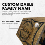 Customizable Family Name Concealment Shelf - Handcrafted Hidden Gun Safe with Magnetic Lock - Quick Access Gun Concealment Decor - Custom, Laser Engraved Wood Gun Cabinet By Bellewood Designs Bellewood Designs