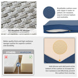 WAROOM Patio Furniture Set 6 Piece Grey Wicker Outdoor Furniture Patio Sectional Sofa Couch PE Rattan Conversation Sets with Fire Pit Table, Blue Cushion WAROOM