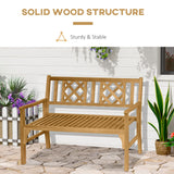 Outsunny Portable 4FT Wooden Garden Bench for Two with Backrest and Armrests Outsunny