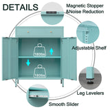 CJF Metal Storage Cabinet, Sideboard Buffet Cabinet with Drawer and Adjustable Shelf, Kitchen Storage Cabinet for Living Room, Dining Room, Bedroom, Entryway, Hallway CJF