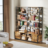 IRONCK Bookshelves 6 Tiers 73.1 inch Tall Industrial Bookshelf with Doors, Bookcase and Display Shelf, Open Storage Cabinet for Living Room, Home Office IRONCK