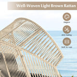 Tangkula Oversized Egg Style Chair, Wicker Stationary Patio Egg Chair w/Cushions & Headrest, Heavy-Duty Metal Frame, Patio Lounge Basket Sofa Chair for Yard, Porch, Living Room Tangkula