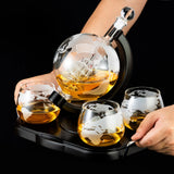 Whiskey Decanter Globe Set, Gifts for Men Husband Boyfriend Dad, with 4 Etched Whiskey Glasses, 4 Ice Cubes, Tong & Funnel, Decanter for Liquor, Bourbon, Scotch, Whisky, Vodka Brandy SHIGOO