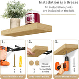 Sorbus Floating Shelves for Wall, Bathroom Shelves Wall Mounted for Kitchen, Bedroom, Bathroom Storage Over Toilet, 3 Hanging Book Shelf for Wall Home Decor Living Room, Farmhouse 16 Inch Maple Wood Sorbus