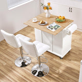 Yaheetech Rolling Kitchen Island Cart with Drop Leaf, Portable Rubberwood Breakfast Bar with Storage Cabinet, Open Shelves & Detachable Towel, 2 Drawers, White Yaheetech