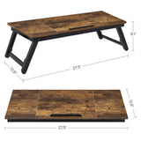 SONGMICS Laptop Desk, Bed Sofa Breakfast Tray, Adjustable Tilt Top, Right-Left Handed, Adjustable Folding Legs, Drawer, Rustic Dark Brown ULLD110B01 SONGMICS