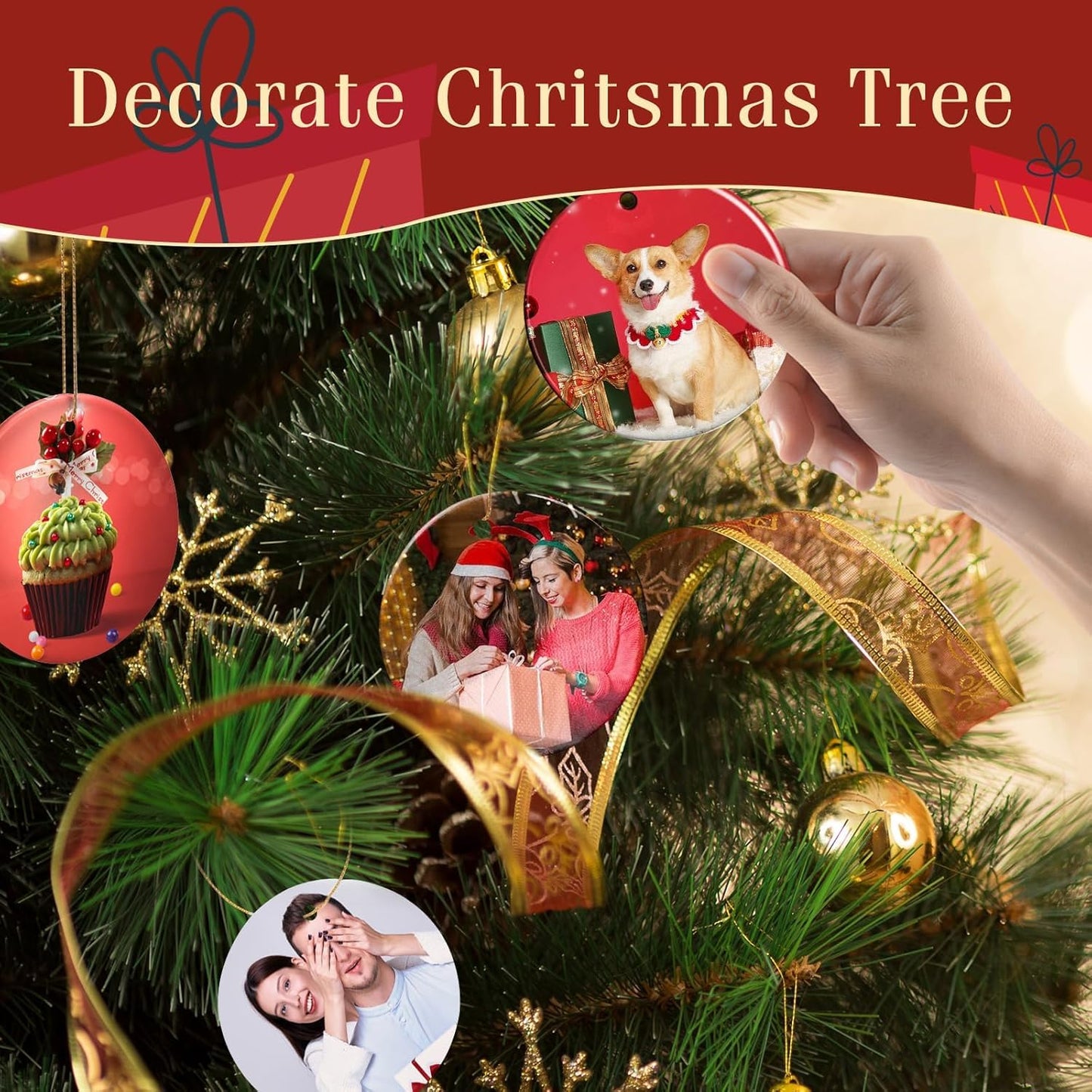 Sublimation Ceramic Ornaments Blank 3 Inch 30 PCS Christmas DIY Personalized Products Xmax Tree Decoration