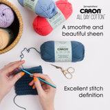 Caron All Day Cotton - 3 Pack of 173 Yards/3.52 oz Eyes Blue 100% Mercerized Cotton Yarn Caron