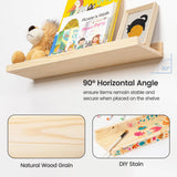 Picture Ledge Shelf, Floating Shelves Set of 2, Solid Pine Wood 72'' Long Large Nursery Book Shelves for Toys Storage, Kids Bookshelf for Living Room Bedroom Decor Books Photo Frames, Natural FLYJOE