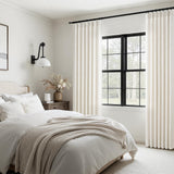 Natural Pinch Pleated Linen Curtains 84 Inch Long 2 Panels for Living Room Bedroom Country Farmhouse Thick Linen Textured Semi Sheer Back Tab Pinch Pleat Hooks Rings Window Curtain Birch Cream 7 FT Drapenova