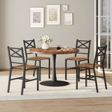 MAHANCRIS Dining Chair Set of 2, Rustic Wooden Kitchen Chairs with Backrest, Farmhouse Dining Chairs for Kitchen, Industrial Style Chair with Metal Frame, Easy Assembly, Rustic Brown TBHR1001 MAHANCRIS