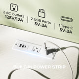 Huuger TV Stand Dresser with Power Outlets and LED Lights, 4 Drawers Entertainment Center with Open Shelf, Media Console for 50 43 Inch TV, Dresser with PU Finish, White Huuger