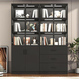chartustriable 79" Tall Display Cabinet with LED Sensor Light & Pop-up Glass Doors, Modern Bookcase Curio Storage Cabinet for Bedroom, Living Room, Office, Black chartustriable