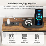 Kitstorack 2-Pack Narrow Console Table with Adjustable Height (25"-33") & Power Outlets, Rustic Brown Sofa Table for Behind Couch or Wall, 79" Long with 4.9ft Cord Kitstorack